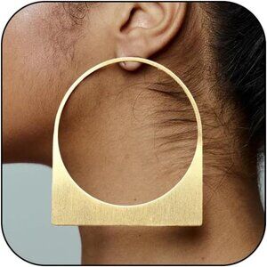 Large Gold Hoop Earrings 14k Plated Chunky Hollow Geometric Drop For Women
